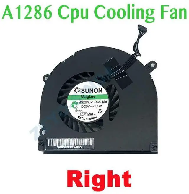 Alt view image 7 of 7 - Black Label 2  1 Pair A1286 Left/Right Side CPU Cooling Fan Compatible for MacBook Pro 15" 2008 2009 2010 2011 2012 Cooler Heatsink