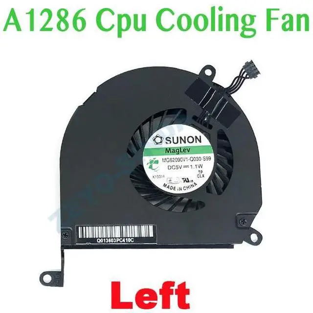 Alt view image 6 of 7 - Black Label 2  1 Pair A1286 Left/Right Side CPU Cooling Fan Compatible for MacBook Pro 15" 2008 2009 2010 2011 2012 Cooler Heatsink