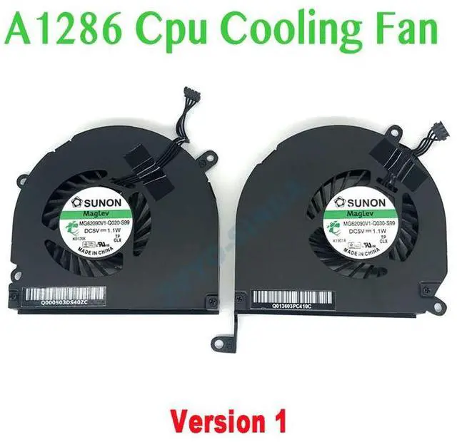 Main image of Green Label 1  1 Pair A1286 Left/Right Side CPU Cooling Fan Compatible for MacBook Pro 15" 2008 2009 2010 2011 2012 Cooler Heatsink