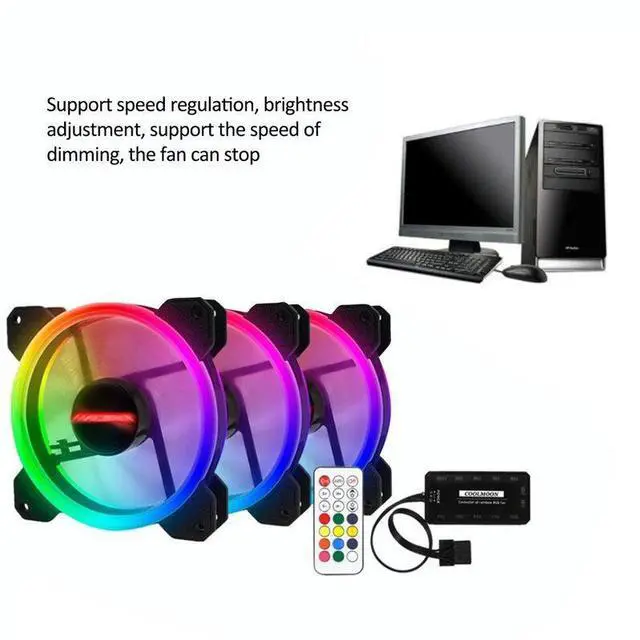 Main image of 3PCS Computer Case PC Cooling Fan RGB Adjust LED 120mm Quiet + IR Remote New Computer Cooler Cooling RGB Case Fan For CPU