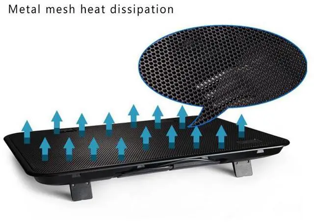 Alt view image 5 of 7 - black  14 inch Notebook Cooler 5v Dual Fan USB External Laptop Cooling Pad Slim Stand High Speed Silent Metal Panel Fan