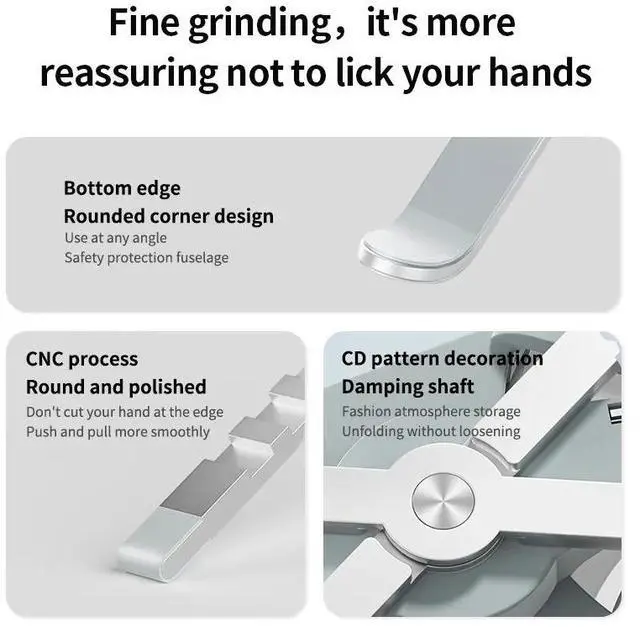 Alt view image 7 of 7 - grey without light  Laptop Cooling Holder2 Fans Gaming Laptop Stand Silent CoolerRGB 6 Height Laptop Holder for Notebook Tablet Phones