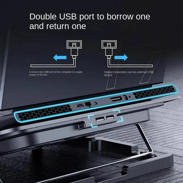 Alt view image 3 of 6 - Blue PLUS  Core Ice-A9 Laptop Radiator Laptop Inch Cooling Base Silent Exhaust Cooling Bracket