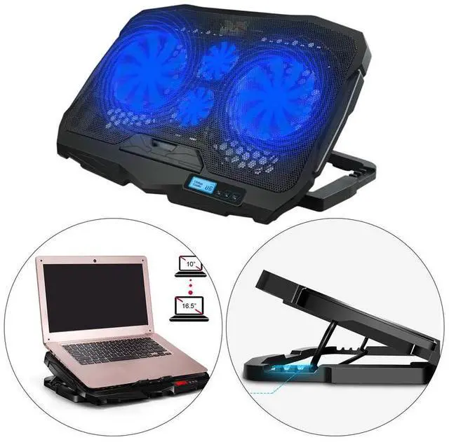 Alt view image 3 of 7 - A  Laptop Cooler Stand Cooling Pad with 6 Fans Wind Speed Adjustable Ergonomic Laptop Holder for 10-16.5" Notebook Laptop Anti Slip