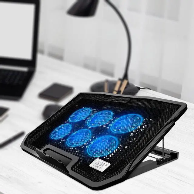 Alt view image 5 of 7 - A  Laptop Cooler Stand Cooling Pad with 6 Fans Wind Speed Adjustable Ergonomic Laptop Holder for 10-16.5" Notebook Laptop Anti Slip