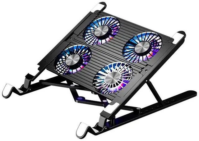 Main image of 4 Fans Black  Silent Fan Laptop Cooler Pad Height Adjustable Notebook Stand for 11-17.3 inch