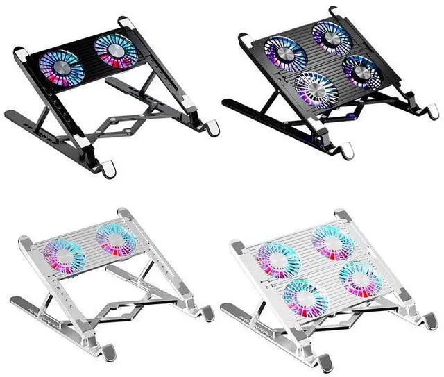 Alt view image 2 of 7 - 2 Fans Silver  Silent Fan Laptop Cooler Pad Height Adjustable Notebook Stand for 11-17.3 inch