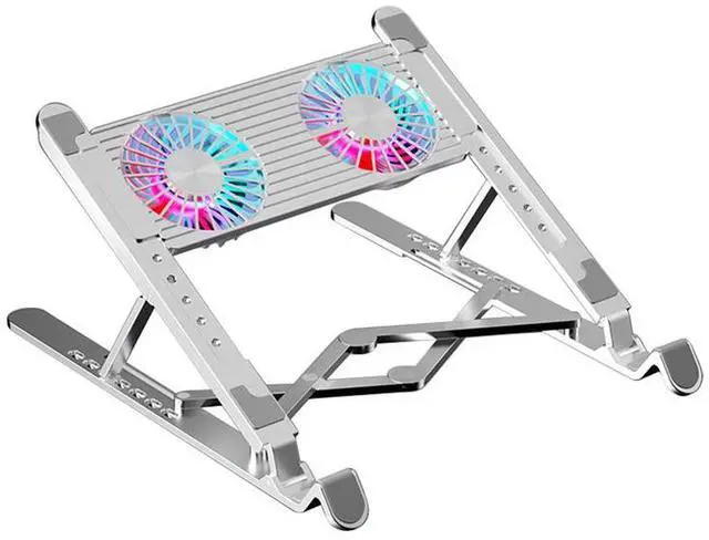 Alt view image 3 of 7 - 2 Fans Silver  Silent Fan Laptop Cooler Pad Height Adjustable Notebook Stand for 11-17.3 inch