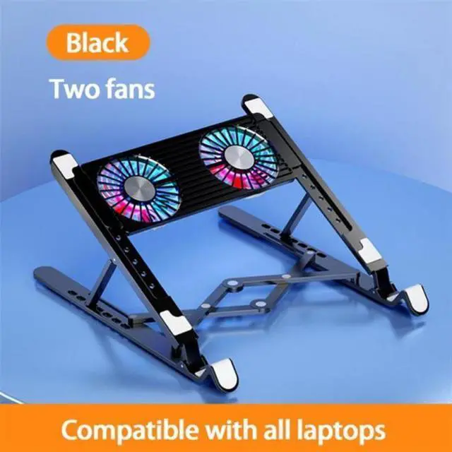 Main image of with 2 fans  Laptop Cooler Base Stand Foldable Laptop Cooling Pad Portable Adjustable Notebook Stand Plastic2/4Laptop Cool Holder