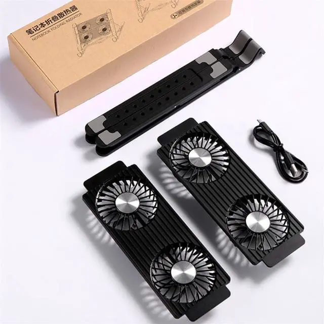 Alt view image 7 of 7 - with 2 fans  Laptop Cooler Base Stand Foldable Laptop Cooling Pad Portable Adjustable Notebook Stand Plastic2/4Laptop Cool Holder