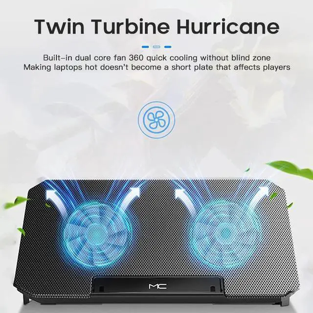 Alt view image 6 of 7 - Black Laptop Cooler  Laptop Radiator Bracket 16inch GamingCooler with 8 Quiet Fans NotebookDual USB Port FoldableCooling Pad