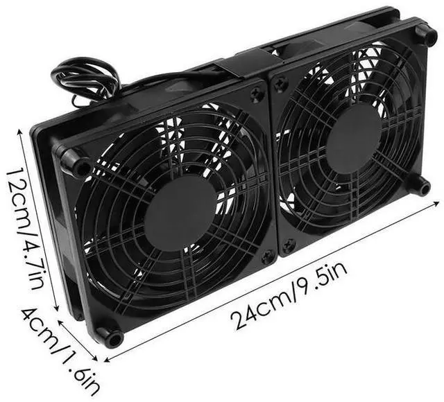 Alt view image 6 of 7 - dual fans  Fan For Router Cooling | Portable Cooling Fan PC Router Case Fan | USB Powered Computer Cabinet Cooler Blower Fan With Strong