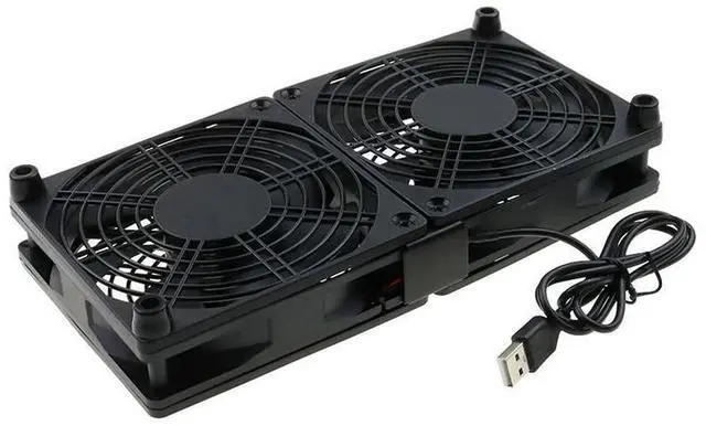 Alt view image 7 of 7 - dual fans  Fan For Router Cooling | Portable Cooling Fan PC Router Case Fan | USB Powered Computer Cabinet Cooler Blower Fan With Strong