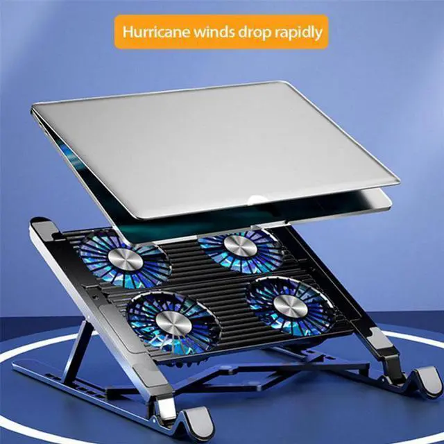 Alt view image 4 of 7 - with 2 fans  Laptop Cooler Base Stand Foldable Laptop Cooling Pad2/4Portable Adjustable Notebook Cooled Holder Stand Universal