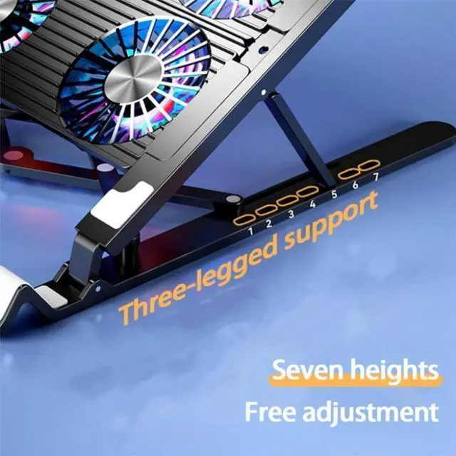 Alt view image 7 of 7 - with 2 fans  Laptop Cooler Base Stand Foldable Laptop Cooling Pad2/4Portable Adjustable Notebook Cooled Holder Stand Universal