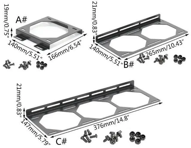 Alt view image 7 of 7 - B  Fan Bracket 120mm Radiator Fan Mounting Bracket Water Cooler Fan Holder