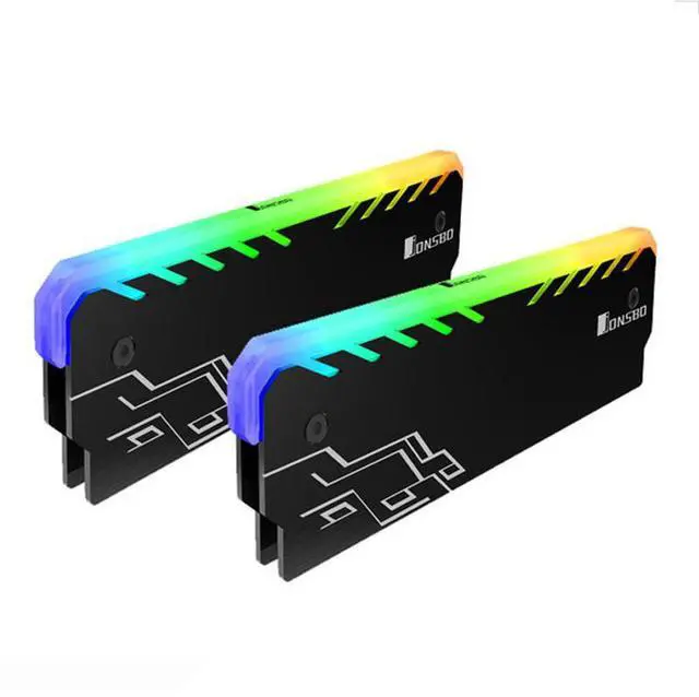 Main image of Black 2Pcs  Practical RGB RAM Heatsink Classic Durable Multi-functional DDR DDR3 DDR4 Memory Cooling Heat Spreader for Desktop Computer