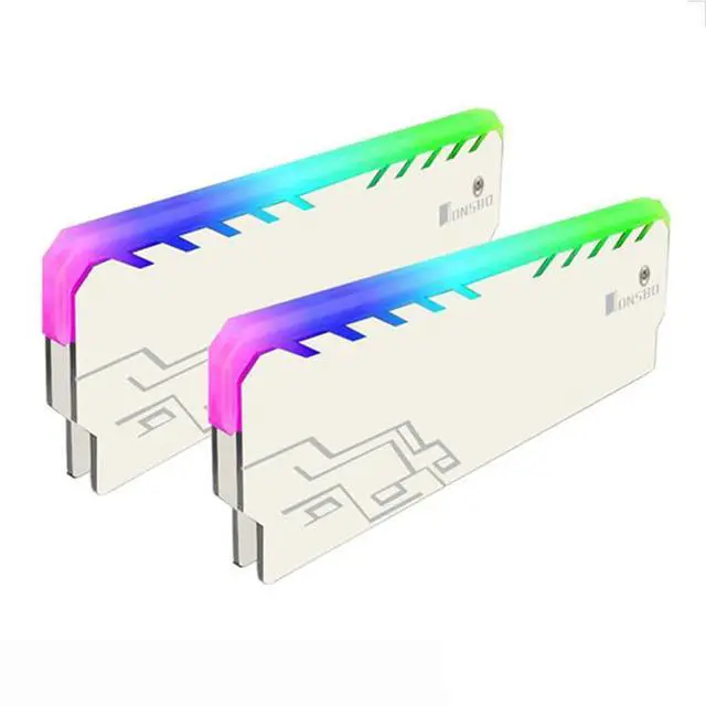 Main image of White 2Pcs  Practical RGB RAM Heatsink Classic Durable Multi-functional DDR DDR3 DDR4 Memory Cooling Heat Spreader for Desktop Computer