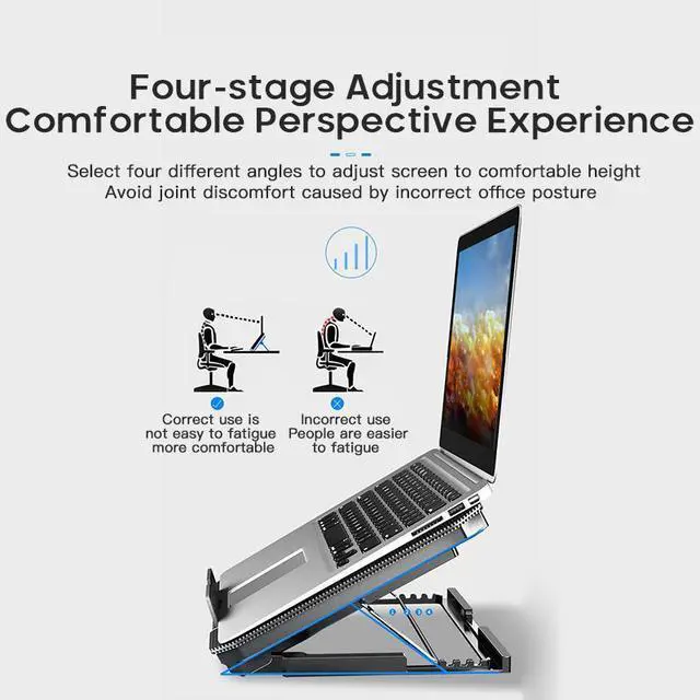 Alt view image 5 of 7 - 36 X 25.5 X 4  Q100 17inch Gaming Laptop Cooler Fan Led Screen Two USB Port 2600RPM Laptop Cooling Pad Notebook Stand For Laptop