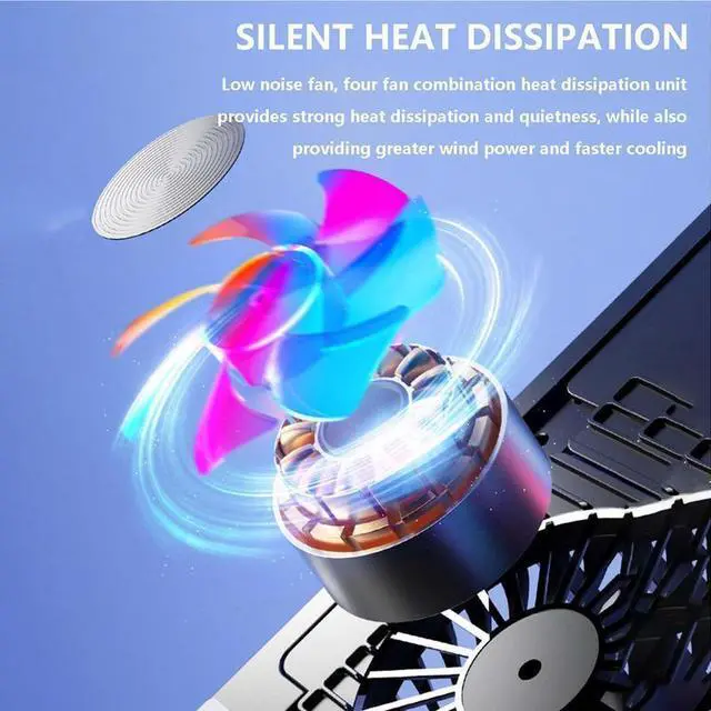 Alt view image 3 of 7 - Four fan model  Cooling Pad For Computer Laptop PC Notebook LaptopFolding Height Adjustable Powerful Silent Laptop Cooling Stand Avoid