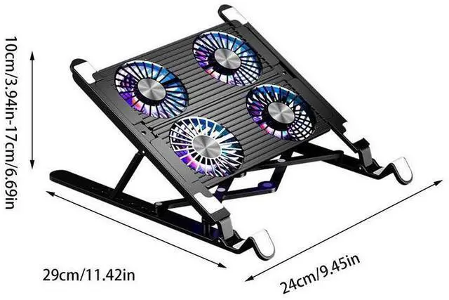 Alt view image 7 of 7 - Four fan model  Cooling Pad For Computer Laptop PC Notebook LaptopFolding Height Adjustable Powerful Silent Laptop Cooling Stand Avoid
