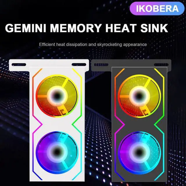 Alt view image 5 of 7 - White 1PCS  RAM Memory Module 4Pin PWM/5V 3Pin ARGB with Dual 5020 Cooling Fans RAM  Radiator Heatsink RAM Memory Cooling Fan for DDR4 DDR5