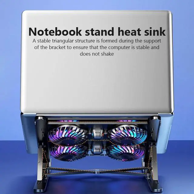 Alt view image 3 of 7 - black  New Laptop Cooler Base Stand Foldable Laptop Cooling Pad Portable Adjustable Notebook Stand for 11-17.3 Inch with 4 Fans