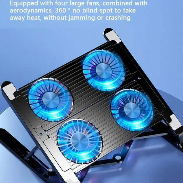 Alt view image 4 of 7 - black  New Laptop Cooler Base Stand Foldable Laptop Cooling Pad Portable Adjustable Notebook Stand for 11-17.3 Inch with 4 Fans