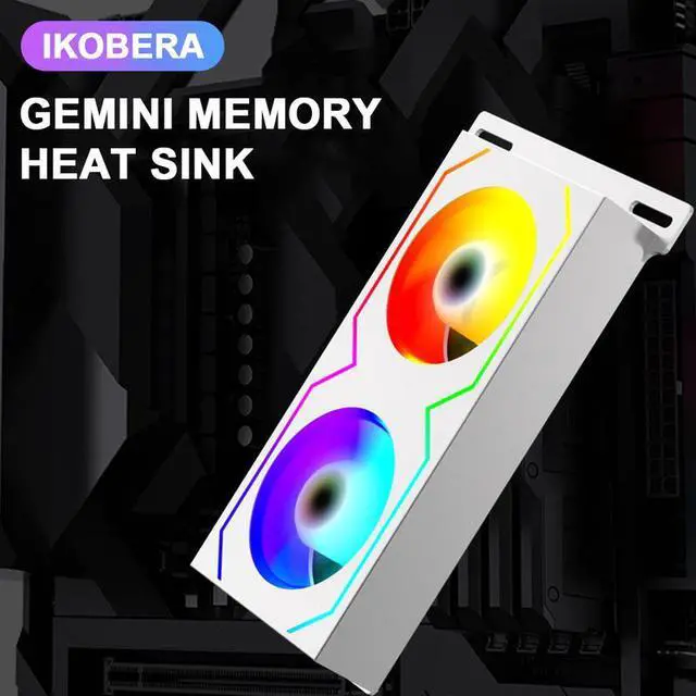 Alt view image 6 of 7 - Black 1PCS  RAM Memory Module 4Pin PWM/5V 3Pin ARGB 600 -3600RPM RAM Radiator Heatsink with Dual 5020  Cooling Fans for DDR4 DDR5 RAM Cooler