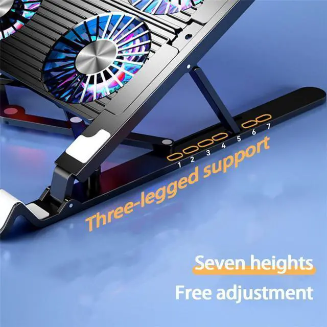 Alt view image 7 of 7 - Black 2 Fans  Laptop Cooler Base Stand Foldable Laptop Cooling Pad Support Adjustable Notebook Stand for 11-17.3 inch with 2/4Cooler