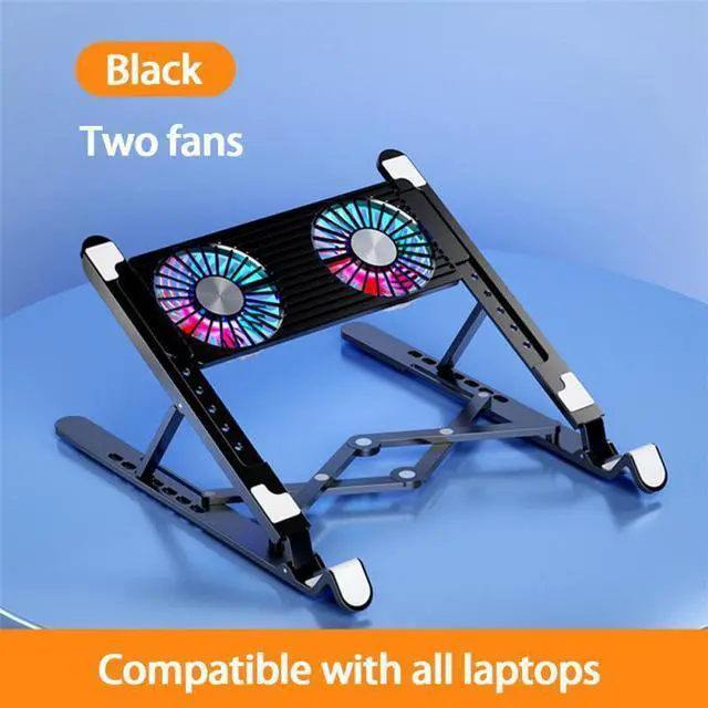 Main image of Black 2 Fans  Laptop Cooler Base Stand Foldable Laptop Cooling Pad Support Adjustable Notebook Stand for 11-17.3 inch with 2/4Cooler