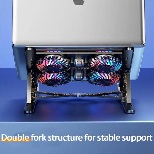 Alt view image 5 of 7 - Black 2 Fans  Laptop Cooler Base Stand Foldable Laptop Cooling Pad Support Adjustable Notebook Stand for 11-17.3 inch with 2/4Cooler