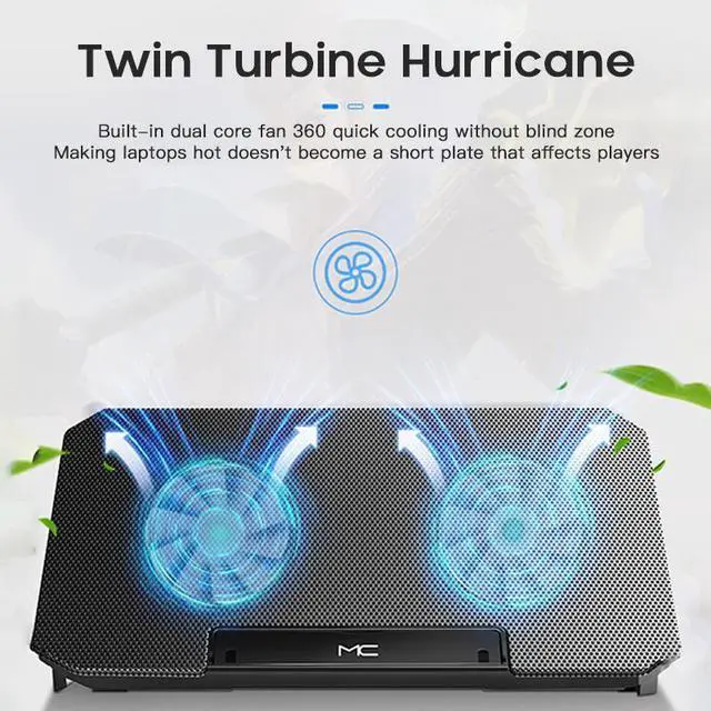 Alt view image 6 of 7 - 36 X 25.5 X 4  Two USB Laptop Cooling Pads Large Size For 12-16 Inch Notebook Silent Gaming Laptop Cooler Wind Speed Adjustable Laptop Stand