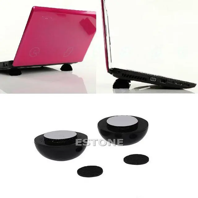 Alt view image 4 of 4 - Black  Laptop Cooling Pad Laptop Stand Mini Portable Notebook Ball Cooler Ball Foot Bracket Laptop Support Holder