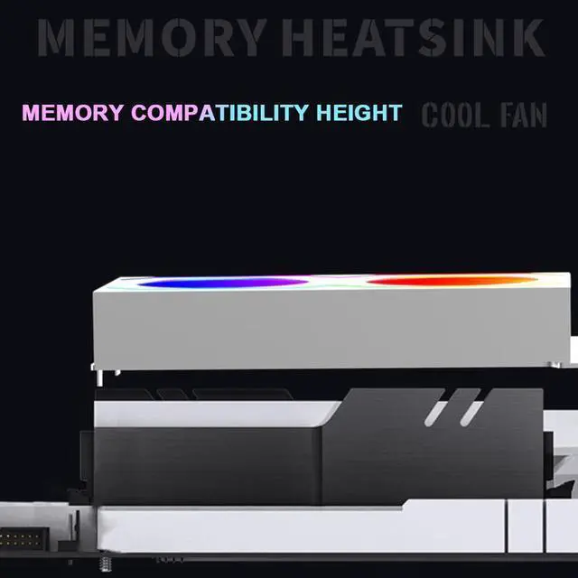 Alt view image 5 of 6 - White 1PCS  RAM Memory Cooler 4Pin PWM/5V 3Pin ARGB 600 -3600RPM PC Memory Cooling Radiator RAM Radiator Heatsink for DDR4 DDR5 RAM Cooler