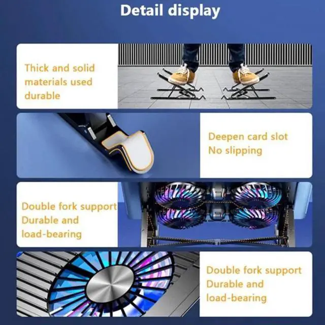 Alt view image 7 of 7 - black  Laptop Cooler Base Stand Foldable Laptop Cooling Pad Portable Adjustable suporte para notebook for 11-17.3 Inch with 4 Fans