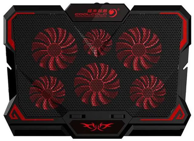 Alt view image 7 of 7 - Style B  Coolcold Laptop Cooler 6 Fans Laptop Cooling Pad 2 USB Port With Led Screen 2600RPM for 14-17 inch Gaming Laptop Cooler Stand