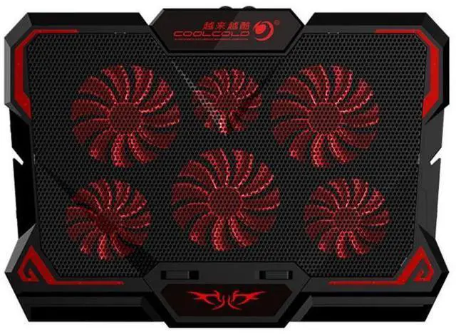 Main image of Style A  Coolcold Laptop Cooler 6 Fans Laptop Cooling Pad 2 USB Port With Led Screen 2600RPM for 14-17 inch Gaming Laptop Cooler Stand