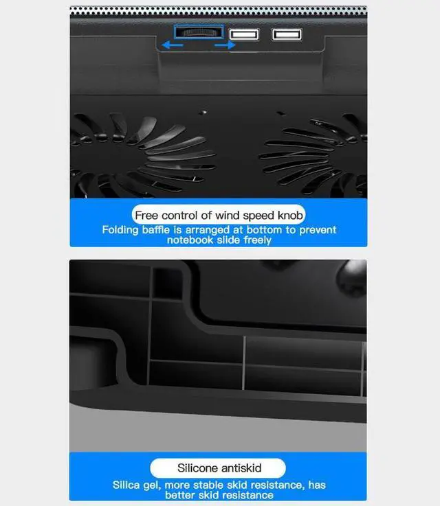 Alt view image 5 of 7 - 36 X 25.5 X 4  Two USB Laptop Cooling Pads Large Size For 12-16 Inch Notebook Silent Gaming Laptop Cooler Wind Speed Adjustable Laptop Stand