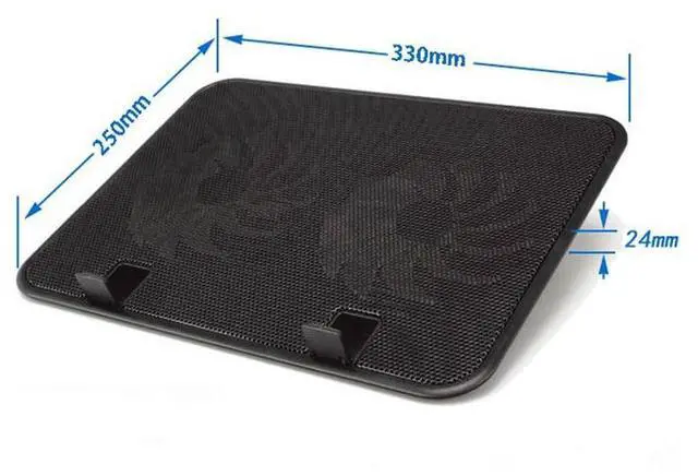 Alt view image 2 of 7 - black  14 inch Notebook Cooler 5v Dual Fan USB External Laptop Cooling Pad Slim Stand High Speed Silent Metal Panel Fan