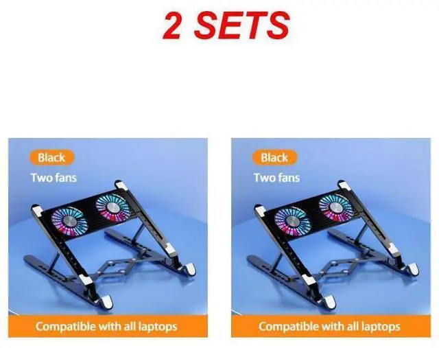 Main image of A 2pcs  New Laptop Cooler Base Stand Foldable Laptop Cooling Pad Portable Adjustable Notebook Stand for 11-17.3 Inch2/4 Fans