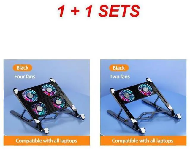 Main image of A with B  New Laptop Cooler Base Stand Foldable Laptop Cooling Pad Portable Adjustable Notebook Stand for 11-17.3 Inch2/4 Fans