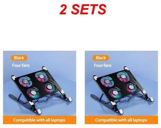 Main image of B 2pcs  New Laptop Cooler Base Stand Foldable Laptop Cooling Pad Portable Adjustable Notebook Stand for 11-17.3 Inch2/4 Fans