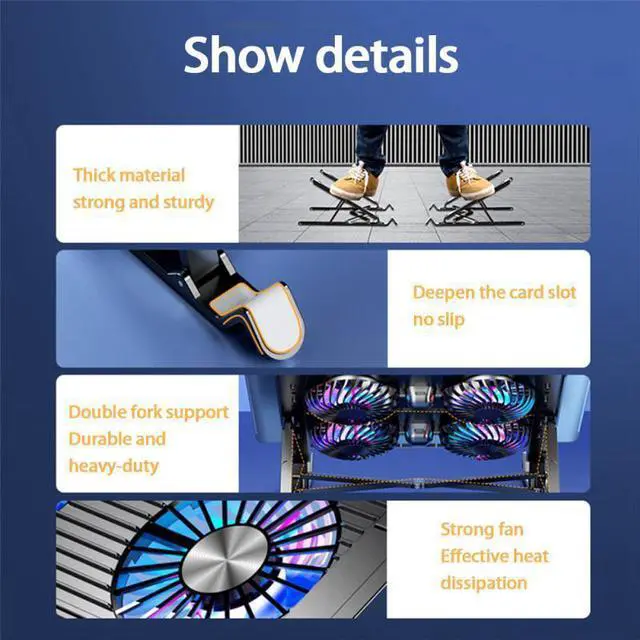 Alt view image 3 of 7 - B  New Laptop Cooler Base Stand Foldable Laptop Cooling Pad Portable Adjustable Notebook Stand for 11-17.3 Inch2/4 Fans