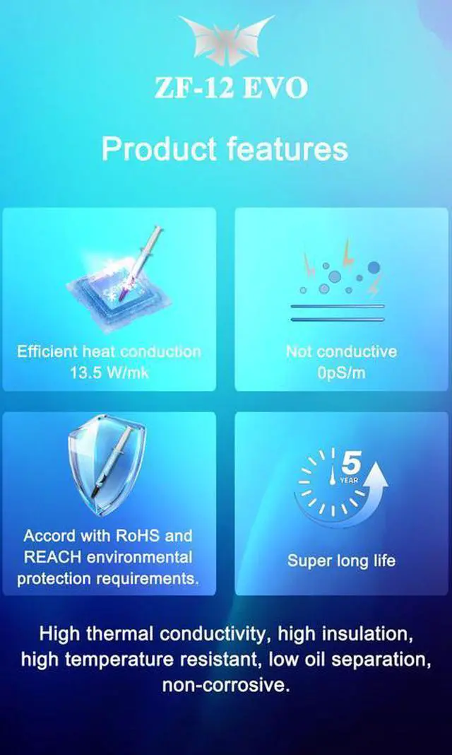 Alt view image 5 of 6 - 3g  Thermal Grease ZF 12EVO14W Processor Thermal Compound Thermal Paste CPU Cooler Cooling Fan Fluid Conductive Heatsink Plaster