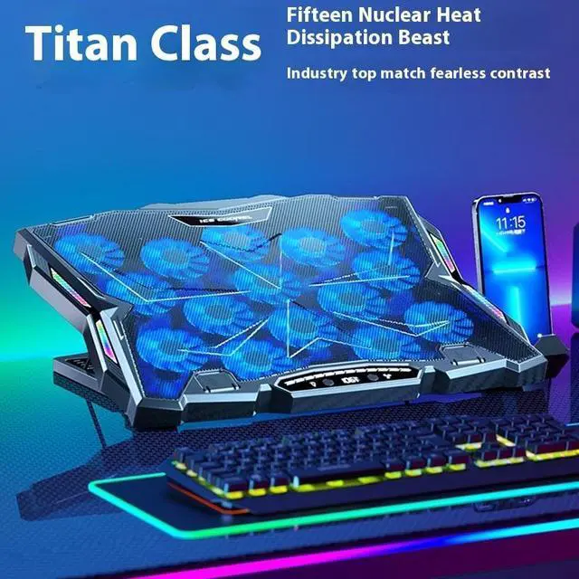 Alt view image 6 of 7 - 15 nuclei  Ice Coorel Laptop Cooler Base Lcd ScreenNuclei Wind Pressure Silent Air Cooled Cooling Bracket Gaming Laptop Accessories
