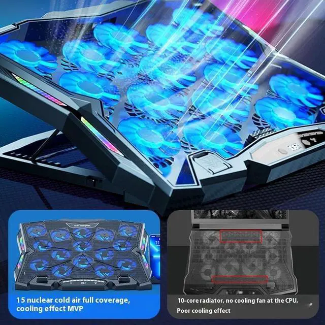 Alt view image 3 of 7 - 15 nuclei  Ice Coorel Laptop Cooler Base Lcd ScreenNuclei Wind Pressure Silent Air Cooled Cooling Bracket Gaming Laptop Accessories