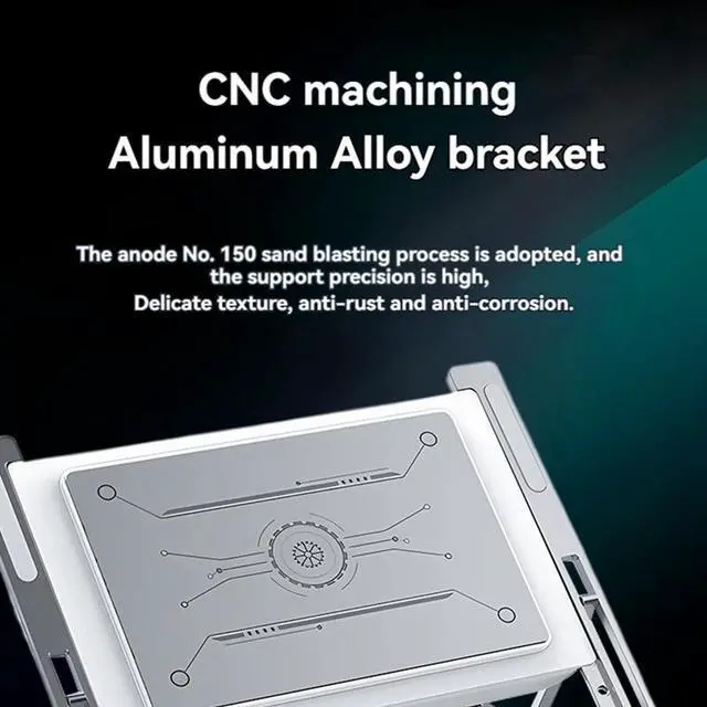 Alt view image 2 of 6 - Silver  Semiconductor Refrigeration Laptop Radiator Gaming Laptop Base Bracket 5-Speed Adjustment For 12-18 Inch Laptop