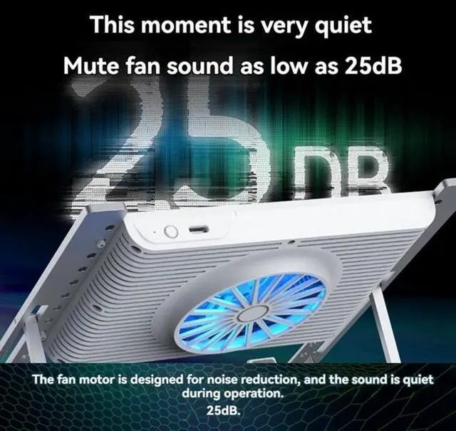 Alt view image 4 of 6 - Silver  Semiconductor Refrigeration Laptop Radiator Gaming Laptop Base Bracket 5-Speed Adjustment For 12-18 Inch Laptop