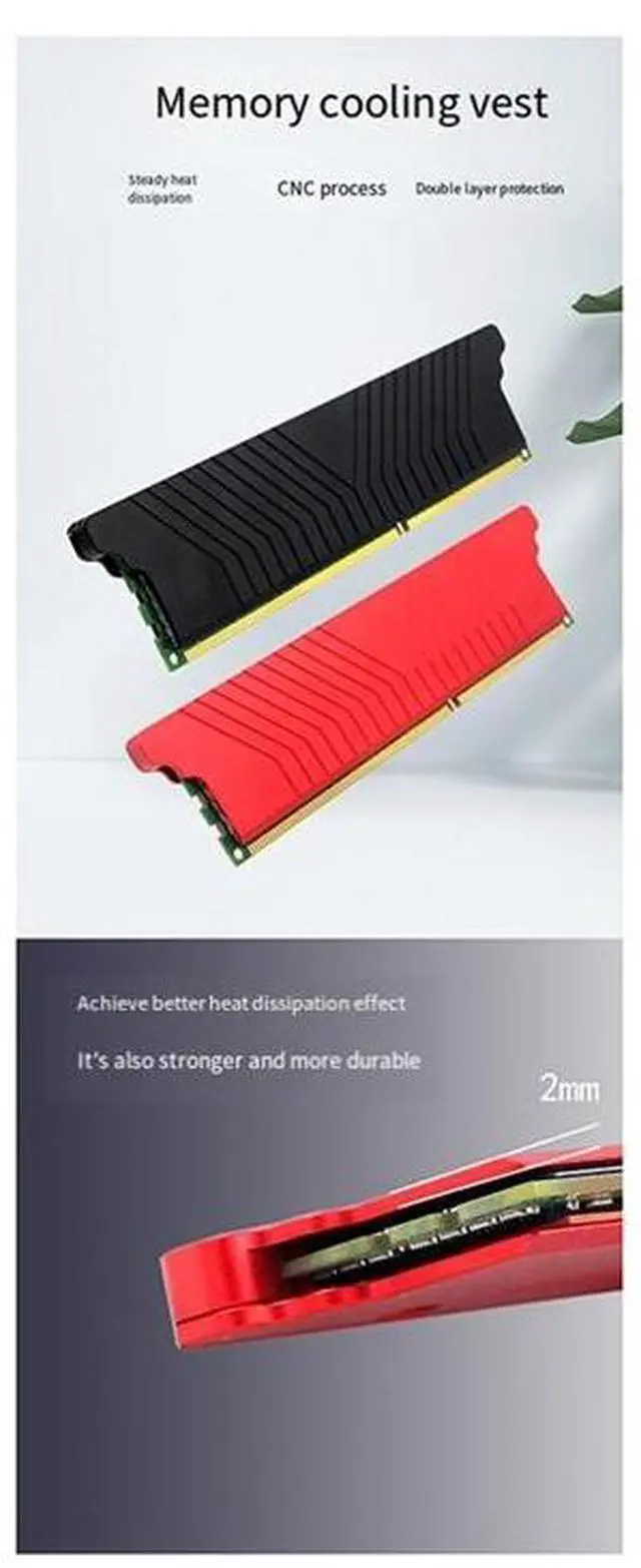 Alt view image 3 of 7 - Black  Desktop Computer Single Dual-Sided Memory Radiator Aluminum Alloy Metal Radiator Memory Cooler Heat Sink Heatsink